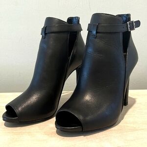 Michael Kors Lawson Black Leather Open Toe Boot  Size 7M   New Without B…‎